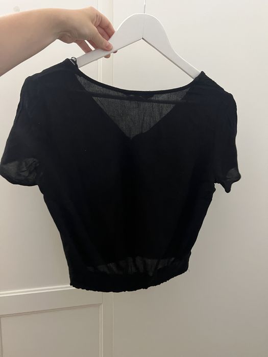 Camasa top negru subtire C&A tricou vara decolteu in V  Xs/S