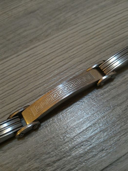 Bratara inox masiv barbati, grea, motive grecesti, lucratura deosebita