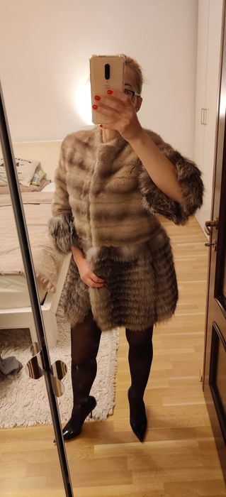 Haina blana nurca&vulpe argintie mărime xs/s