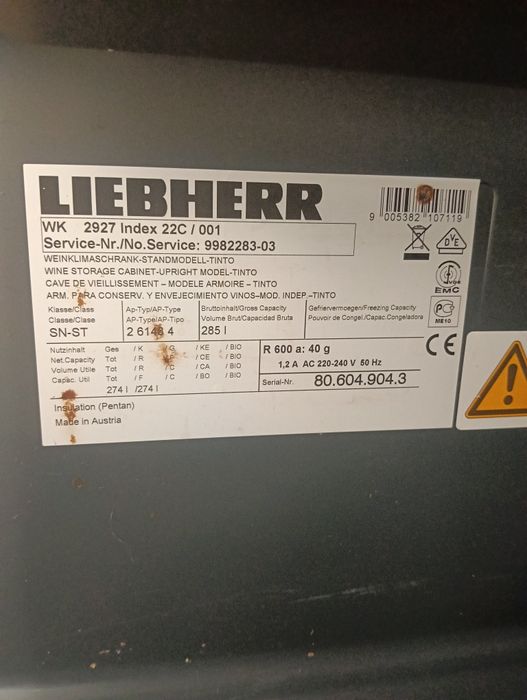 Хладилник -Винарна Liebherr model Tinto WK-2927 index 22C