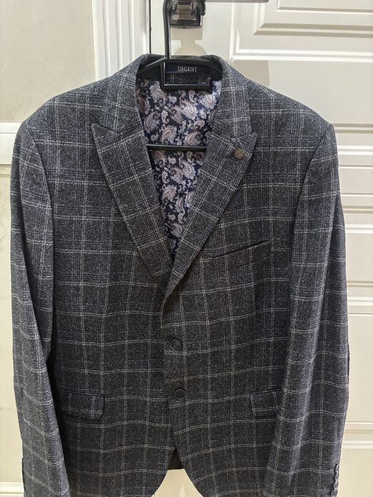 Мужской блейзер DIGEST Slim Fit р.54 Клетка Осень