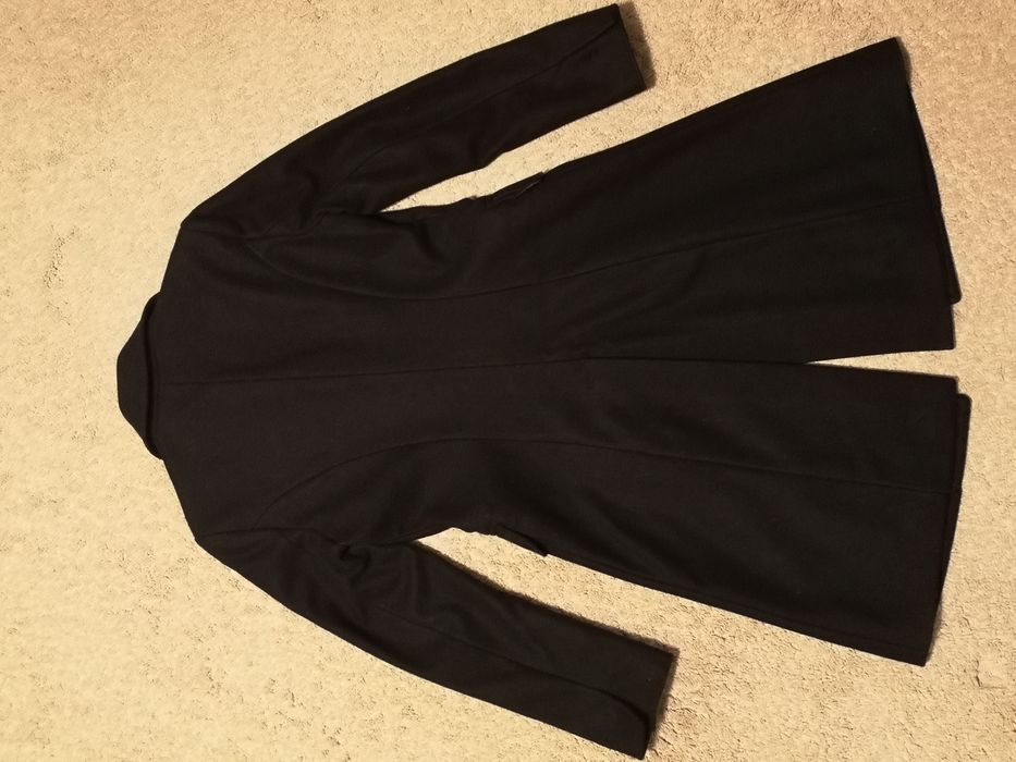 Palton dama negru lână 80%, cambrat, nasturi fata, slit spate, mărime