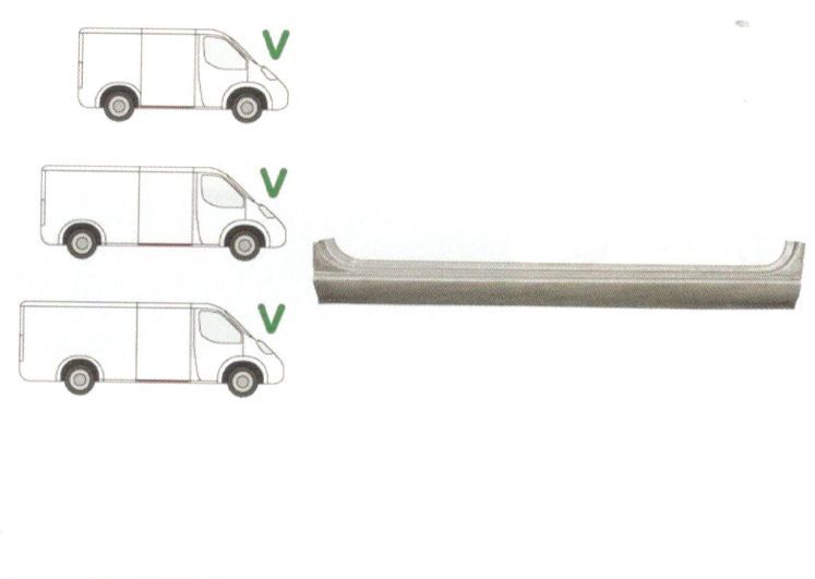 Prag Mercedes Sprinter 208-416 (W901-905), 01.1995-2006, VW LT II 05.1996-12.2005 Dreapta A199016370401 sub usa culisanta lungime 1200mm, tabla de 0.80mm