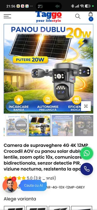 Camera supraveghere NOUA 4g zoom optic panou dublu