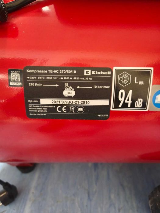 Компресор Einhell TE-AC 270/50/10 – 50L, 10 bar