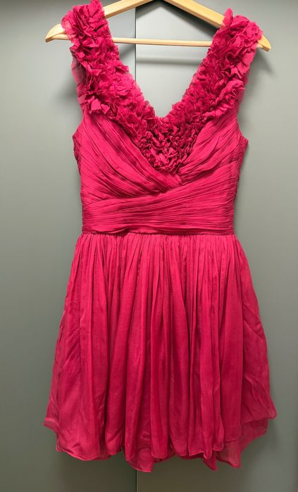 Rochie elegantă, voal satinat din mătase, culoare burgundy, mărimea S