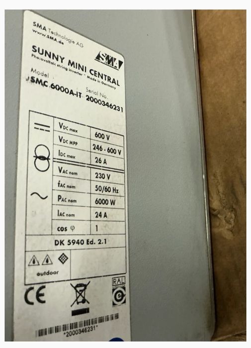 Invertor Solar - SUNNY Mini Central SMC 6000 -6 kW