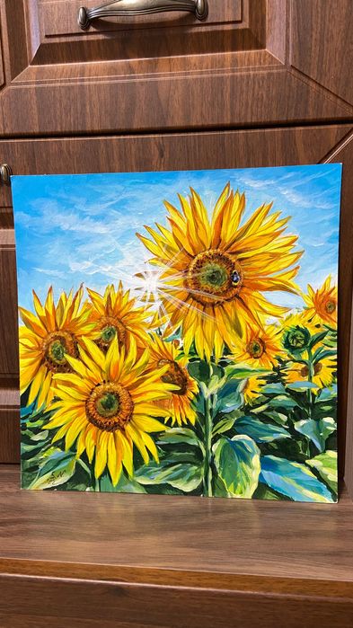 Картина акрилом цветы.