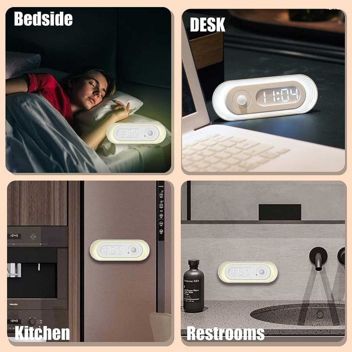 Часовник с лампа със сензор за движение