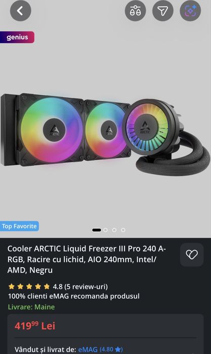 Cooler ARCTIC Liquid Freezer III Pro 240 A-RGB AIO 240mm Intel/Amd