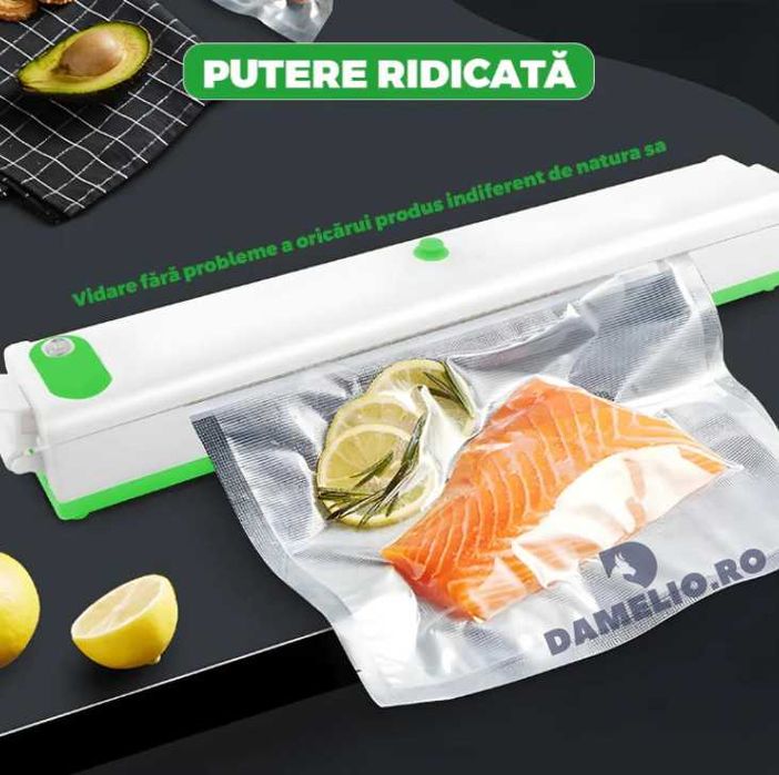 Aparat de Sigilat si Vidat alimente   100W 220V alb/verde