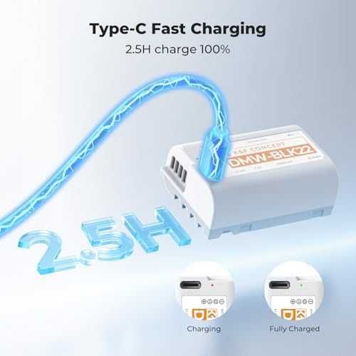 Нови DMW-BLK22 2 броя батерии USB-C 2520mAh Panasonic Lumix фотоапарат