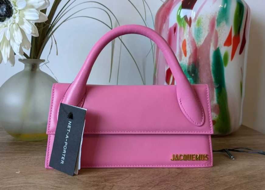 Geanta Jacquemus Le Chiquito Long Roz din Piele Naturala