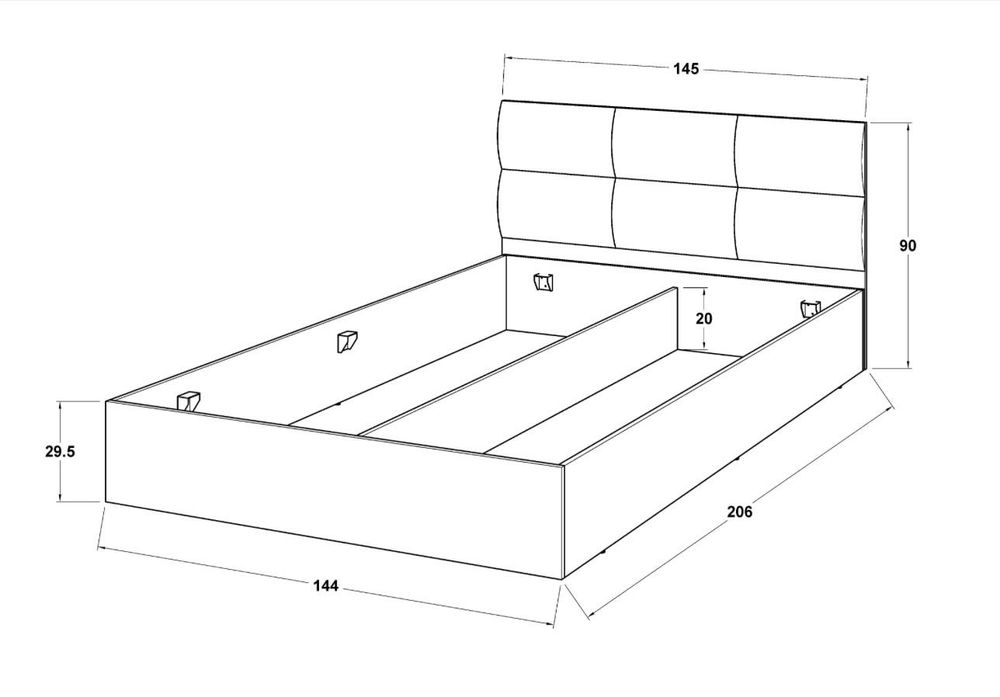Спалня- с бяла кожа и бял гланц  -140/200 с нов матрак TED silver care + подарък топ матрак
