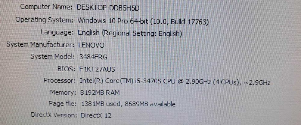 Unitate Lenovo i5 3470S- 8 GB RAM-HDD 500 GB-video GTX 650-GTA V-CS GO