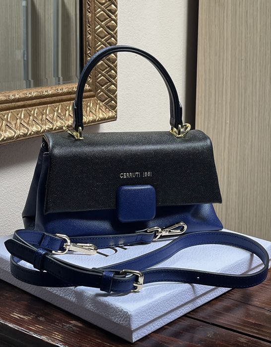 Cerruti 1881, Italy, geantă "top handle", crossbody, piele naturală
