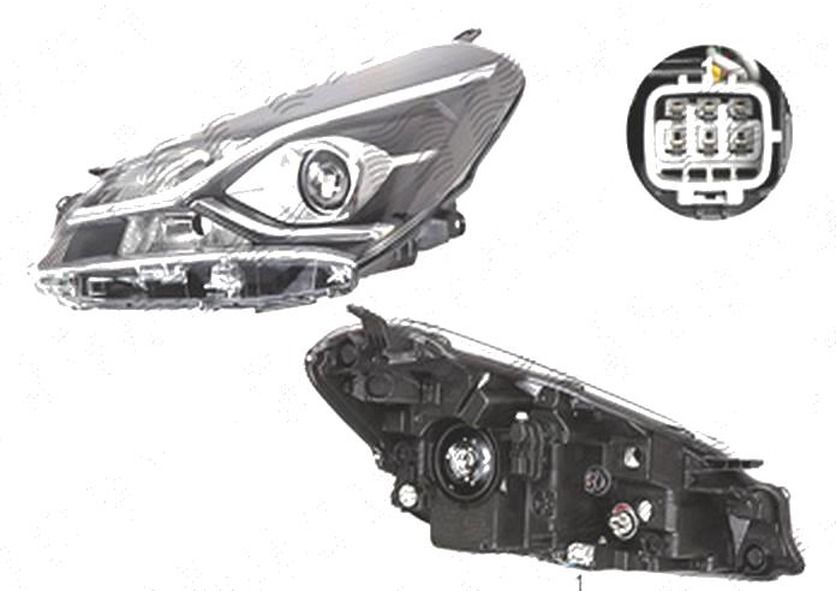 Far Toyota Yaris, 05.2017-, fata, stanga/dreapta, lense; cu daytime running light; HiR2+W21/5W+WY21W; electric; cu motor, OE
