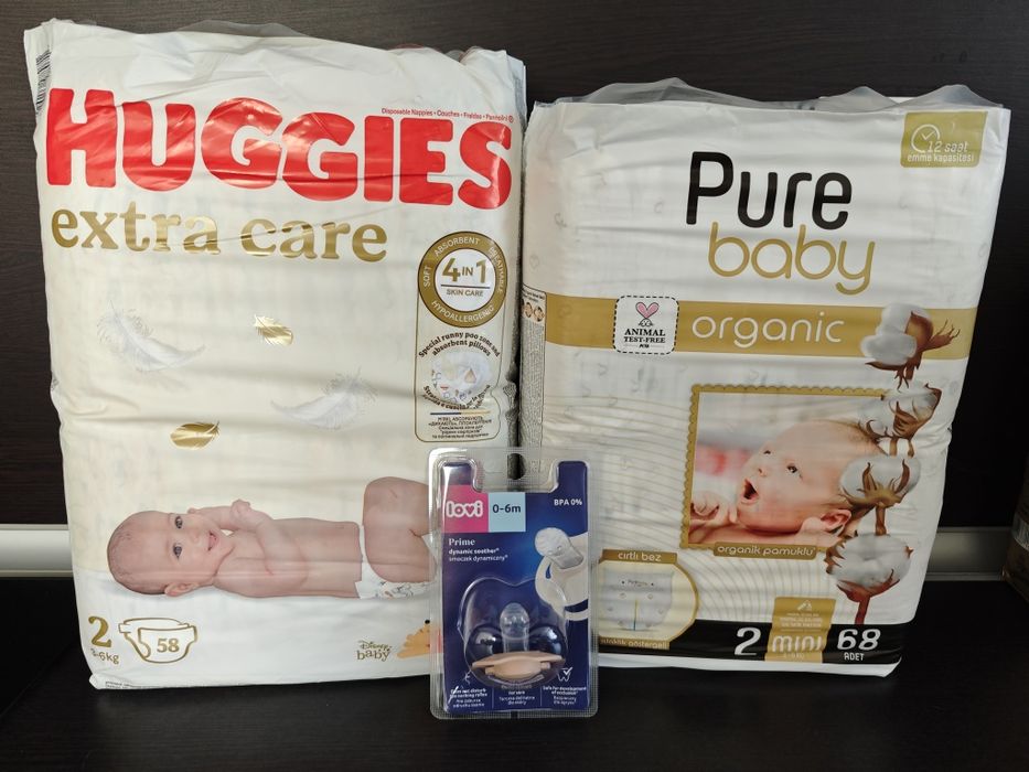 Памперси, Huggies и Pure baby 2 размер