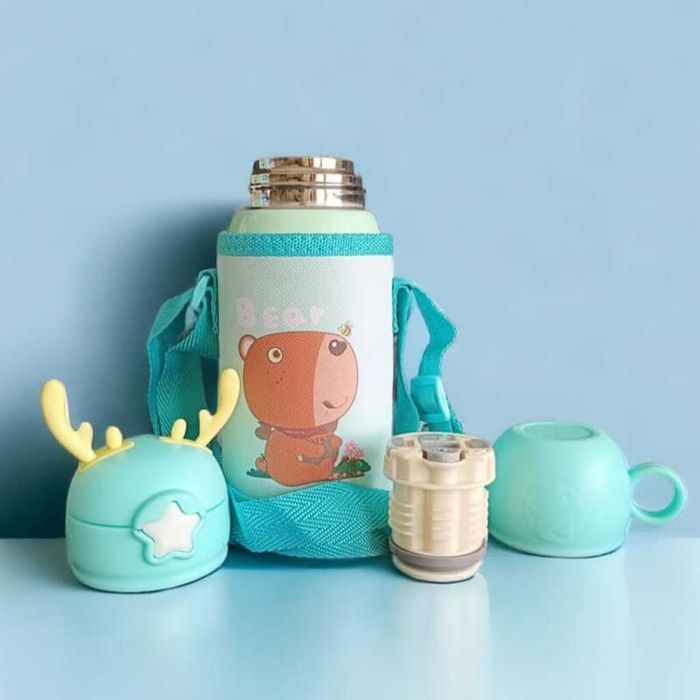 Детска бутилка за вода тип Термос 2 в 1 от неръждаема стомана