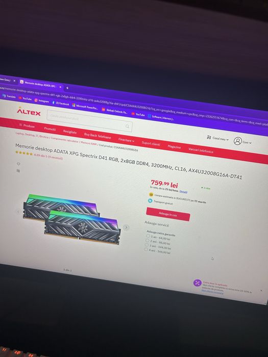 Memorie ADATA XPG D41 RGB 2x8GB DDR4 3200MHZ