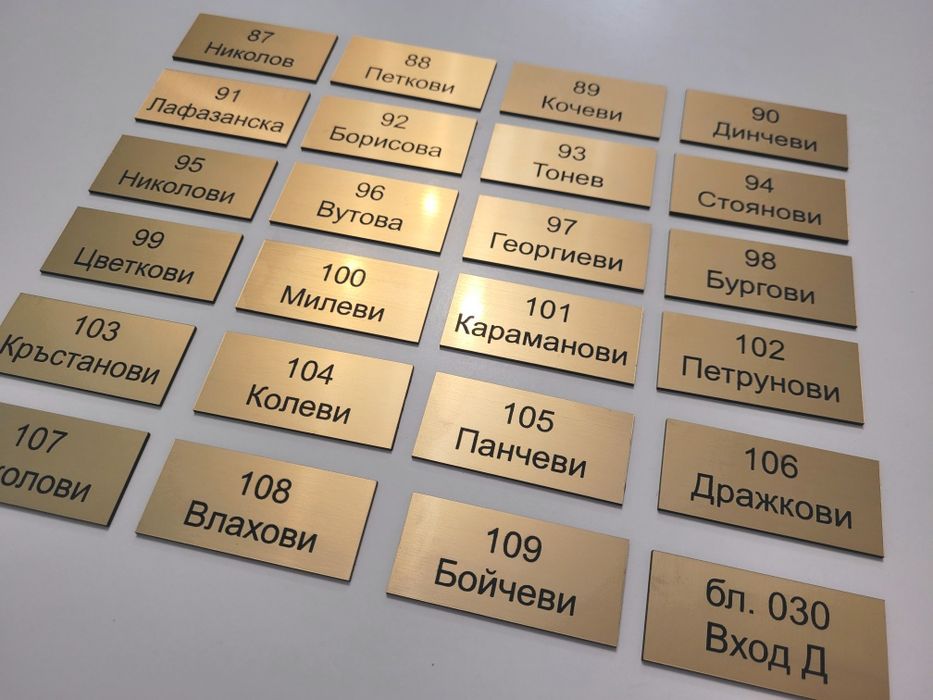Гравирана табели за работно време,врати,бизнес, дом, пощенски кутии.