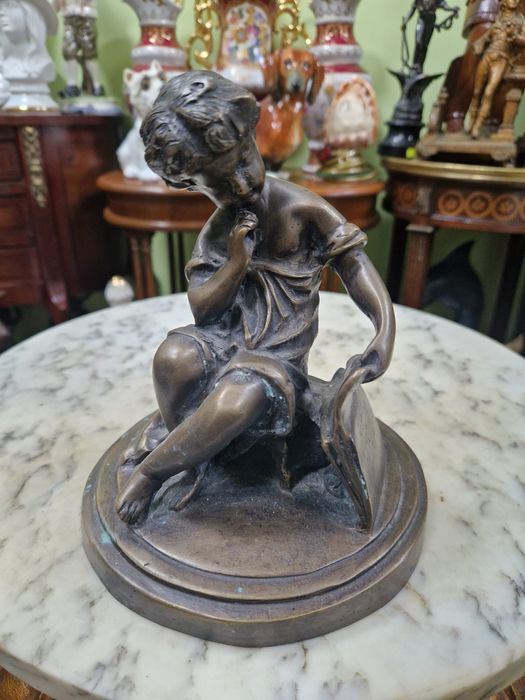 Стара страхотна антикварна френска бронзова фигура статуетка