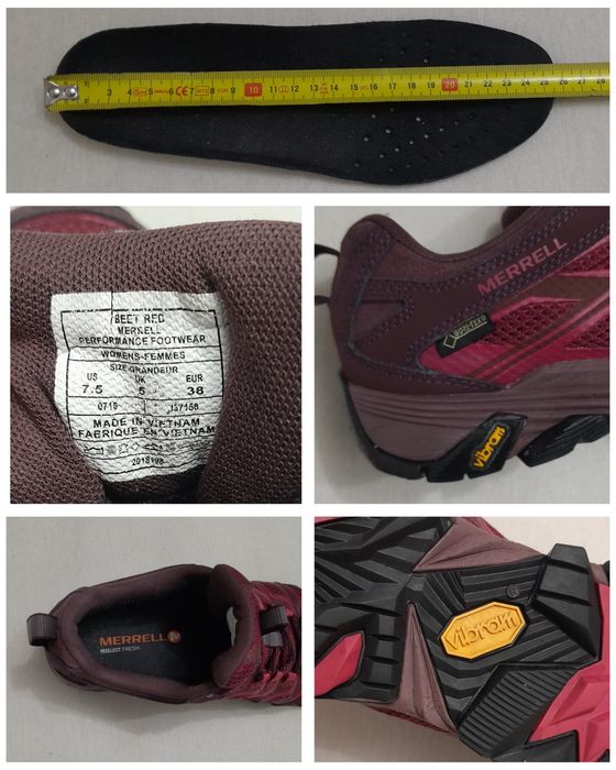 Ghete Gore Tex, semighete Merrell Moab FST Beet Red Vibram, Nr. 38 EU