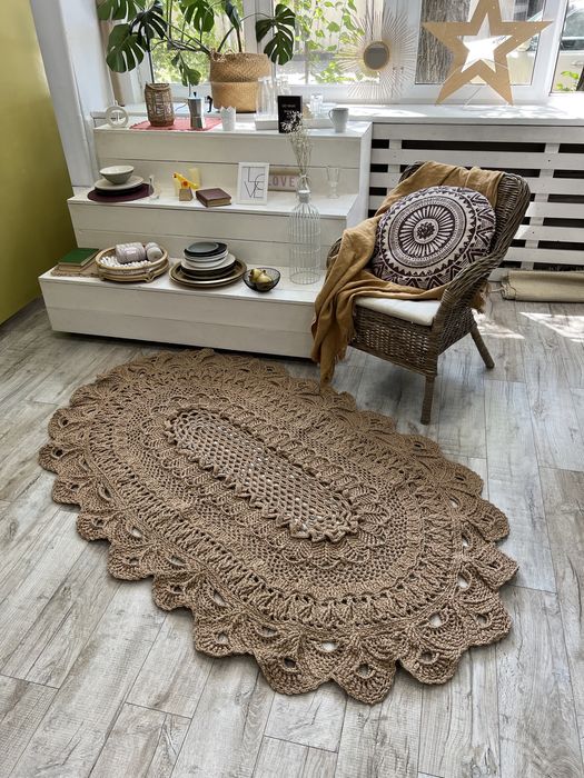 Ковер вязанный коврик, пуфик эксклюзив