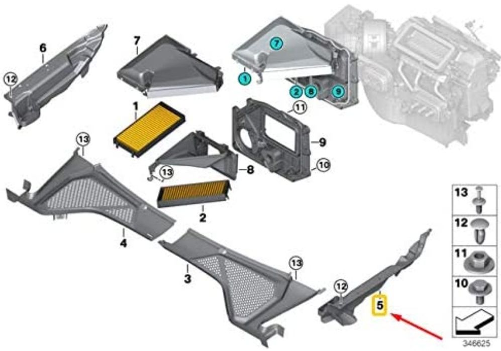 Carcasa filtru polen ornament aripa protecție BMW x5 x6 f15 f16