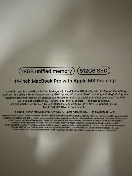 Ноутбук Apple MacBook Pro 14" M3 Pro MRX33