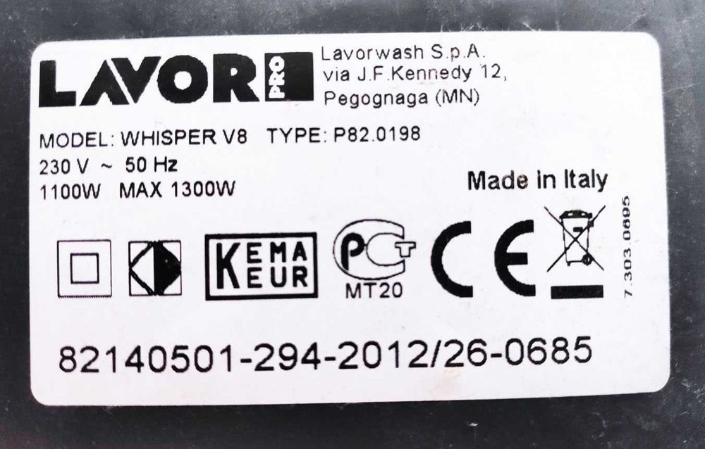 Lavor  Whisper V8 - Професионална прахосмукачка.