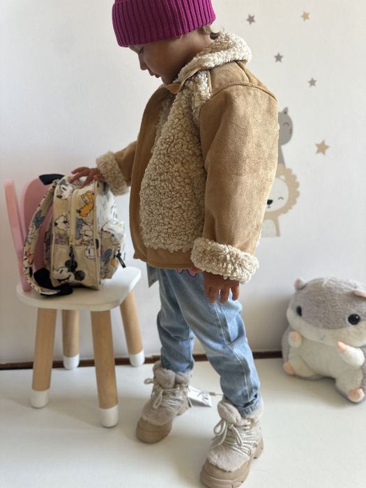 Детски бежови обувки боти кожа ZARA 24 размер