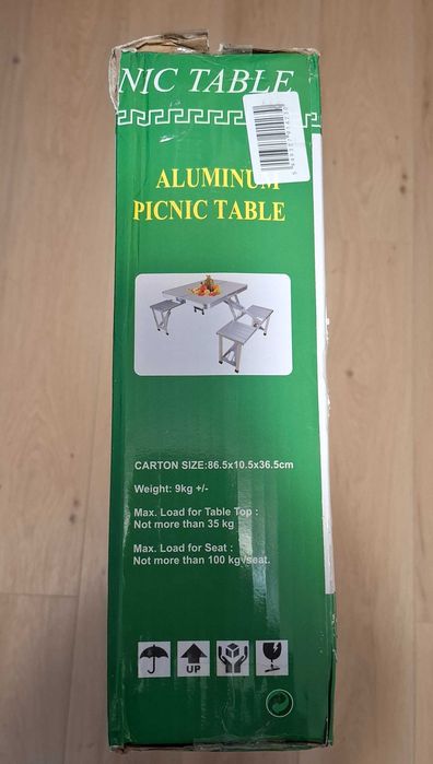 Set nou camping, picnic, masa pliabila si 4 scaune, aluminiu, compact