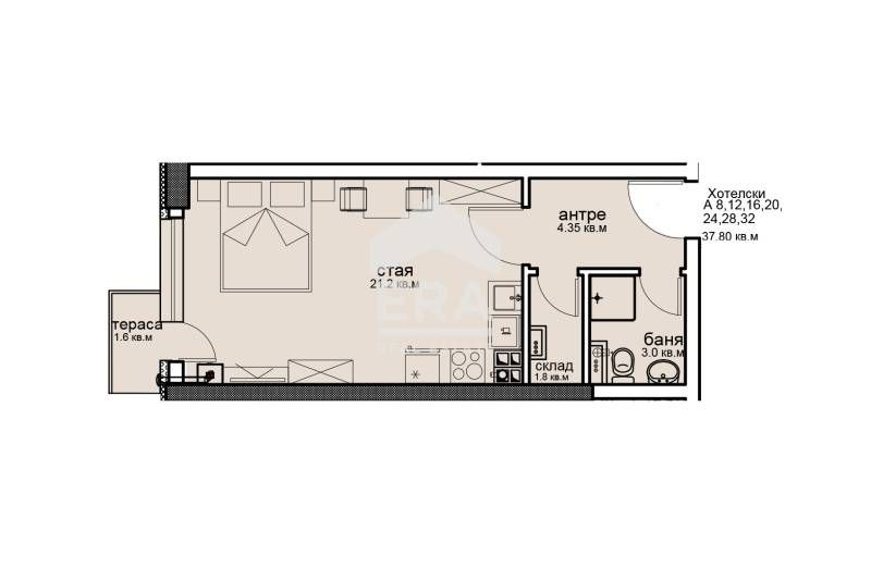 Едностаен  инвестиционен апартамент в кв. Витоша