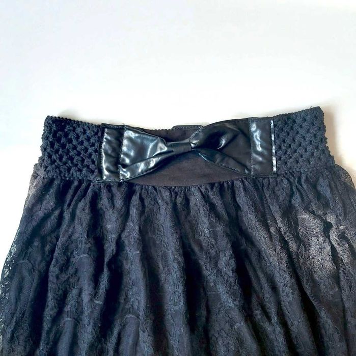 Fustă asimetrică dantelă neagră Excuse Me Miss nouă