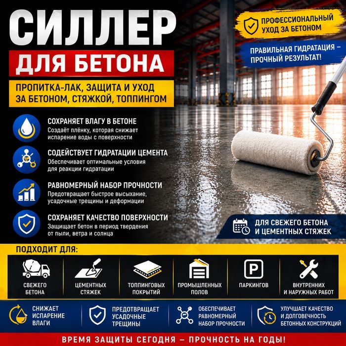 Силлер для бетона, пропитка, лак, защита и уход за бетоном, стяжкой