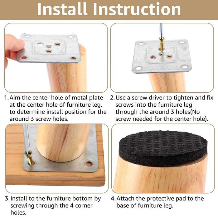 Picioare din lemn pentru mobilier 4buc 20cm