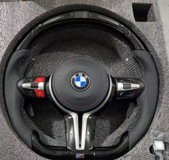 Volan BMW M Tesit /Plat cu Padele si piele Nappa , airbag Original  Seria F si E