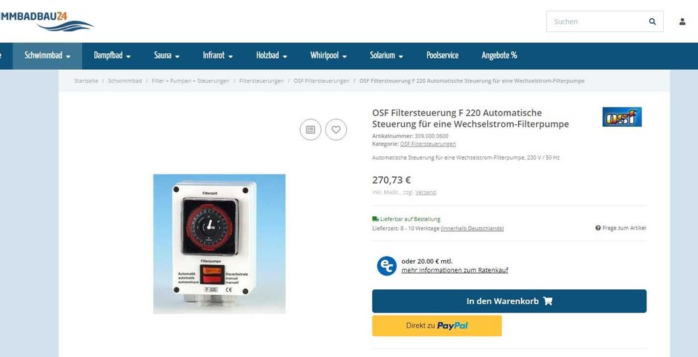 Automatizare filtru piscina OSF F-220