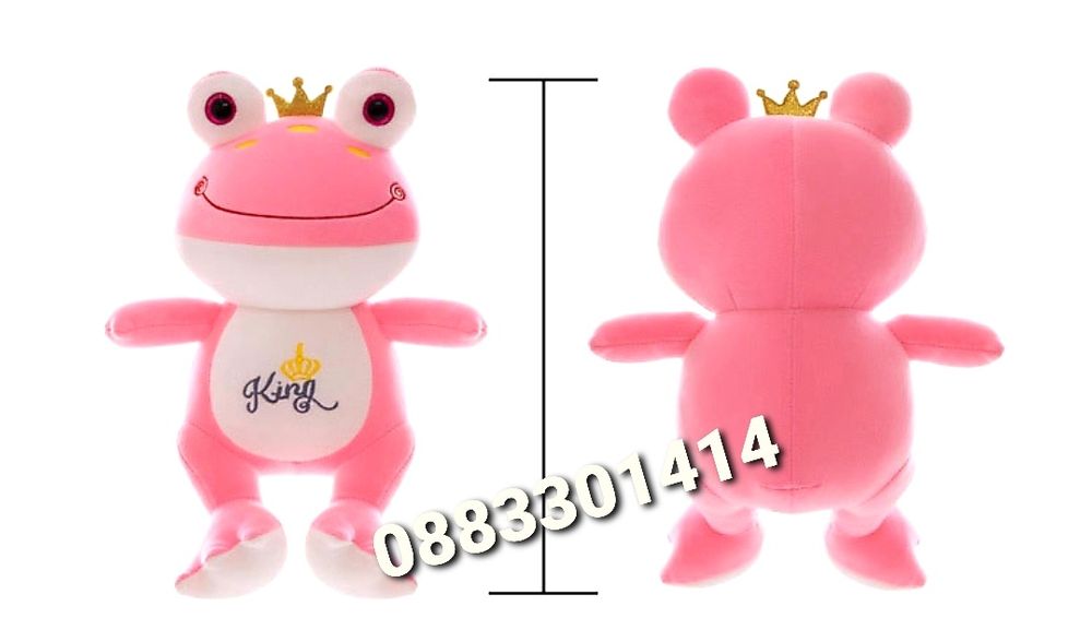 Плюшена играчка Жаба Зелена Розова Kawaii