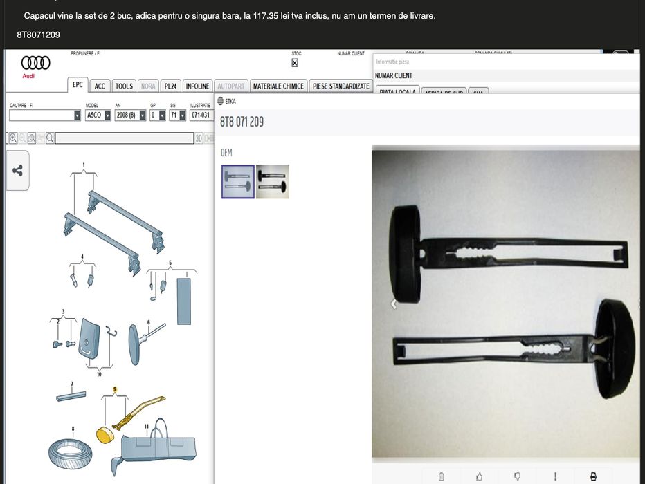 Audi A5 - DOAR Bare transversale - prod.Thule