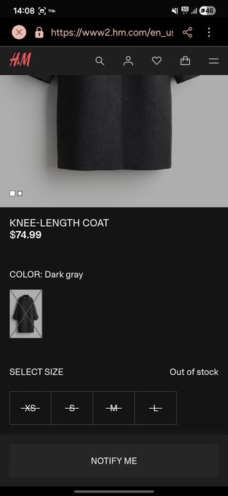 Пальто H&M черное