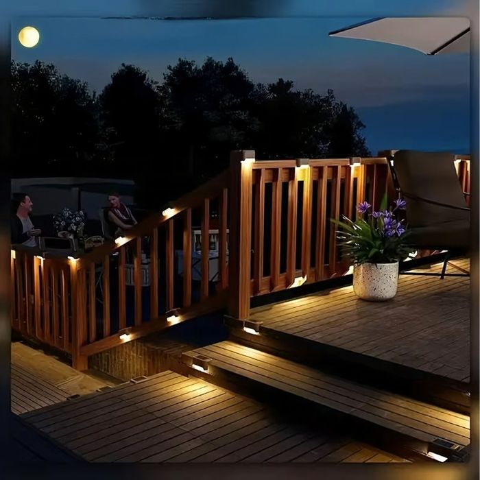 Комплект от 4 броя соларни LED лампи за стълби и огради – Водоустойчив