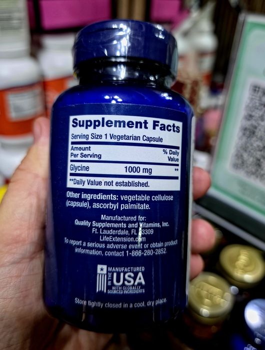 ДОСТАВКИ НЕТ Life Extension глицин 1000мг на каждую капсулу 100шт USA