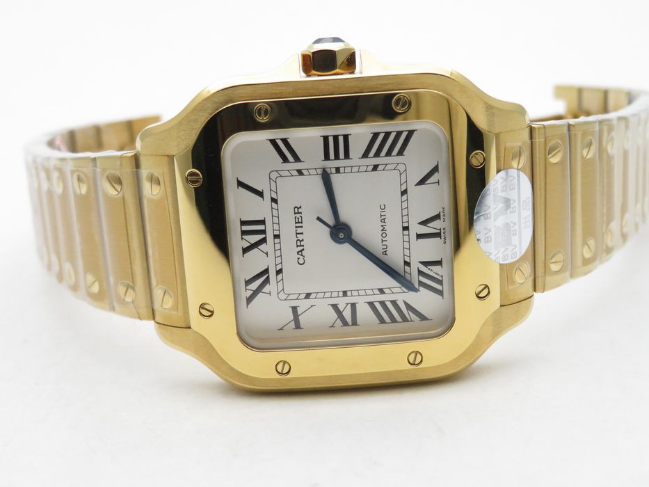 Cartier Santos de Cartier 35mm дамски - жълто злато, бял циферблат, сапфирено стъкло - QC снимки