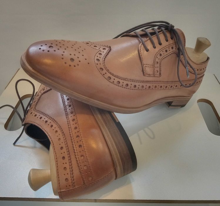 Pantofi derby 44 brogue Topman London piele naturala moale