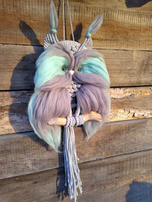 Панно, макраме, сова, оберег