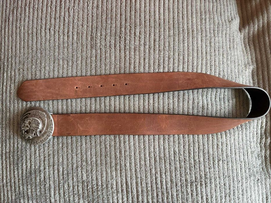 Чисто нов мъжки колан от естествена кожа Diesel с 3D катарама