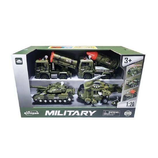 Игровой набор 4 в 1 Игрушечная военная машина с фрикционной сиреной и