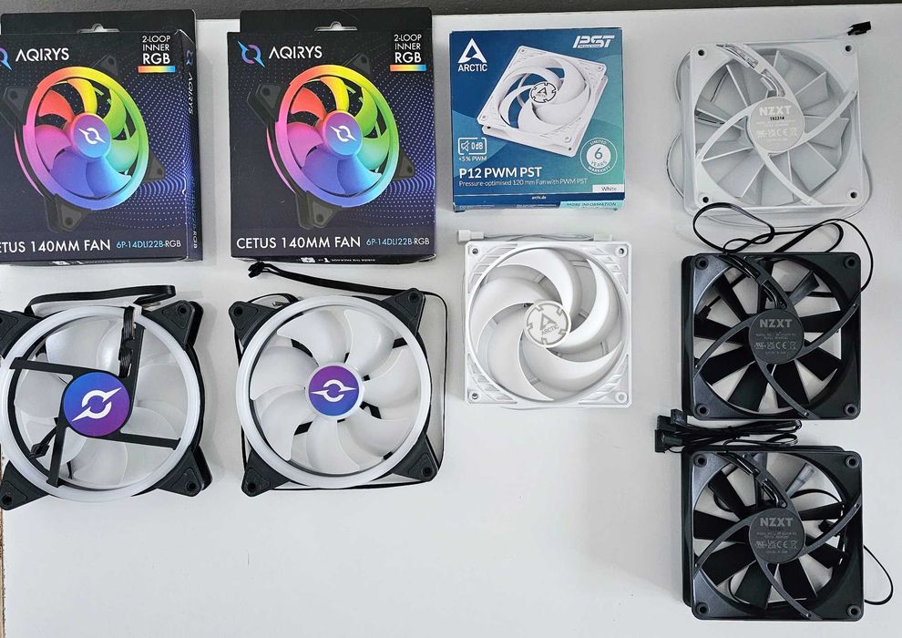 Lot 6 ventilatoare PC AQIRYS / Arctic / NZXT, 120mm si 140mm
